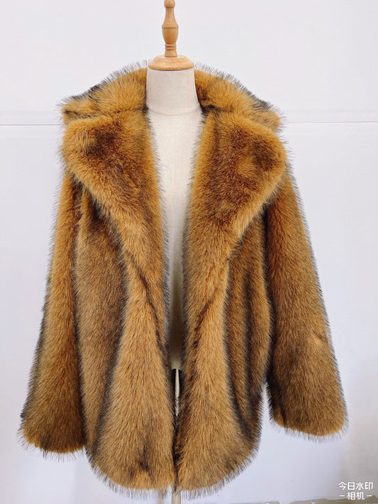WW | Kunstfellmantel - Aussagekräftige Winteroberbekleidung - Voluminöses Design - Kältewetter-Chic