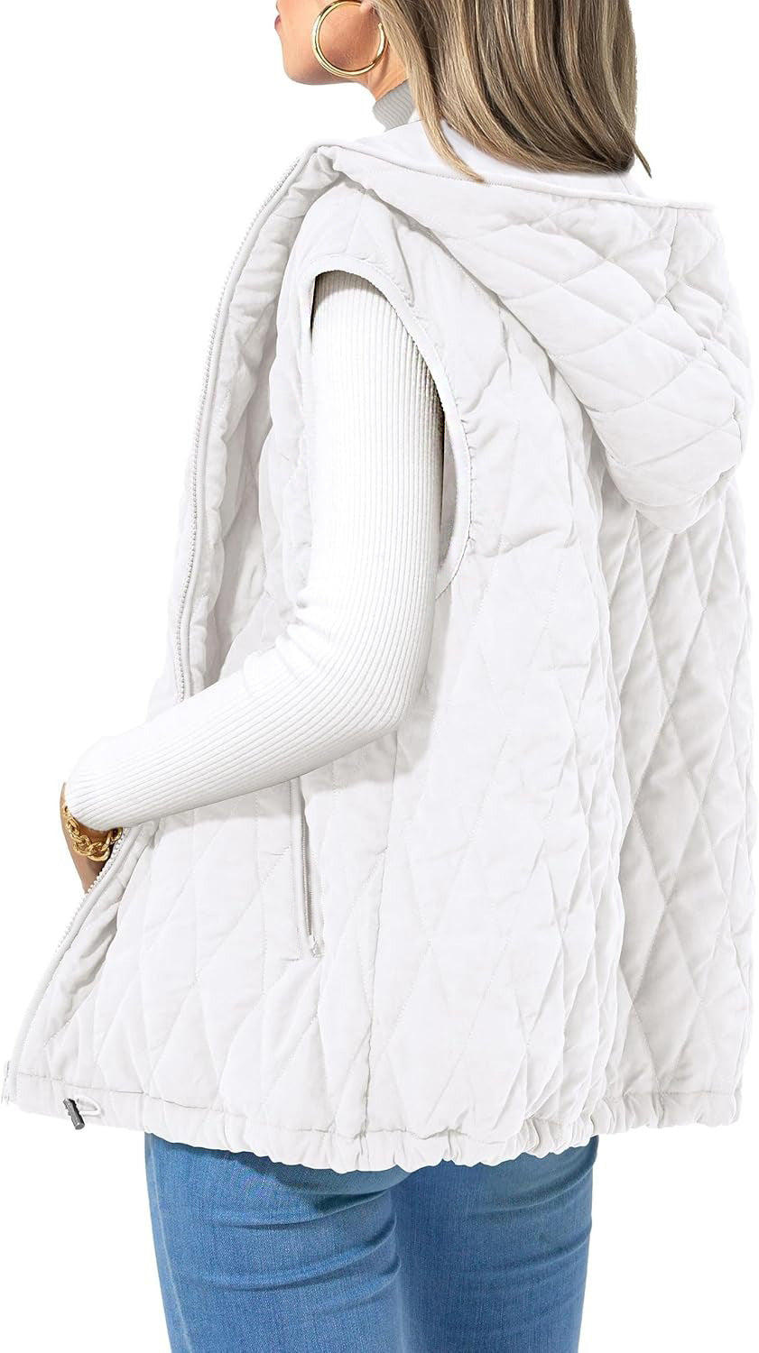 Damen gesteppte Hoodie-Weste mit praktischen Taschen WW