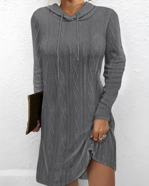 Damen Hoodie-Kleid mit Struktur und seitlichem Schlitz WW