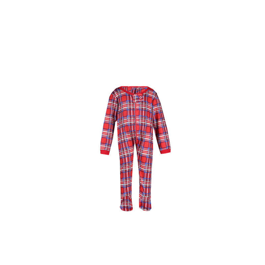 WW | Weihnachten Langarm Pure Red Oberteil und Lange Karierte Hose Familienpassende Pyjamas-2