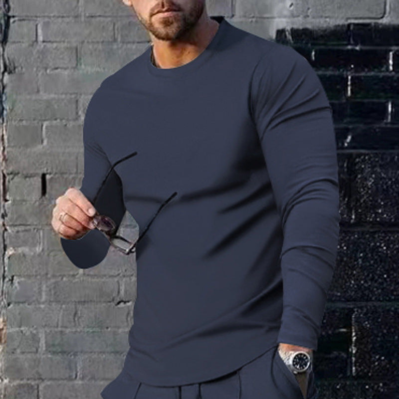 Men's long-sleeved T-shirt with a fashionable cut and high-quality cotton blend WW