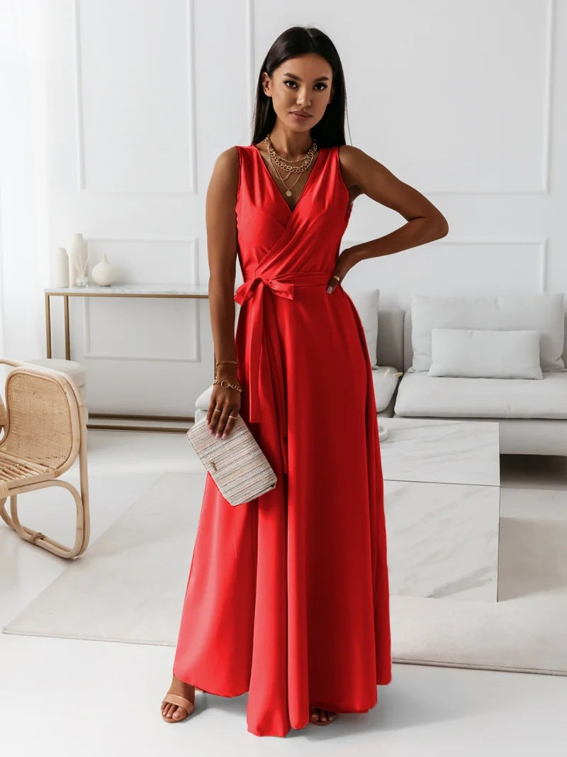 WW | Elegant V-Neck Sleeveless Maxi Dress for Women