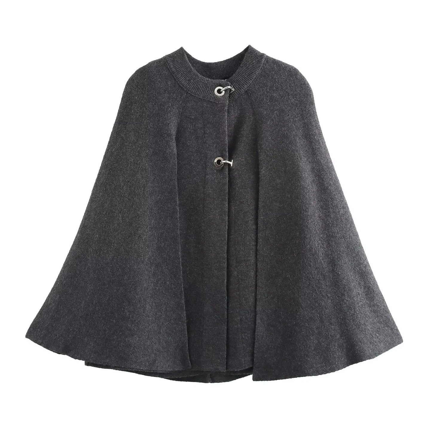 WW | Damen Stehkragen Cape Jacke Knopfdetails