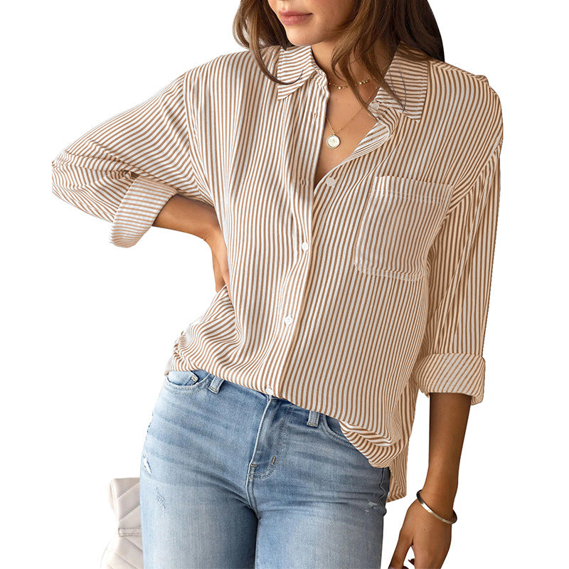 Women's casual shirt blouse with fine stripes and a relaxed fit WW