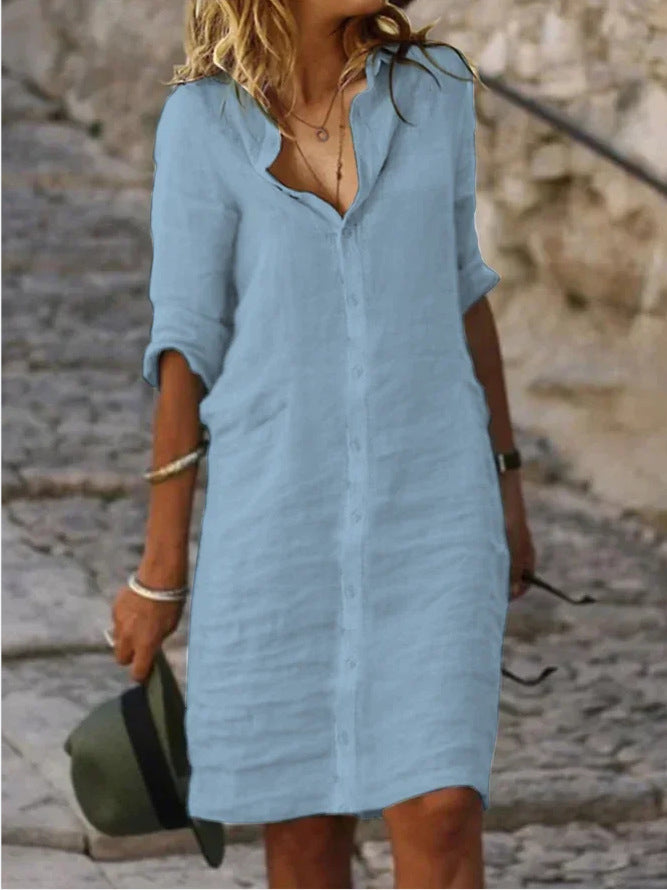 Damen lässiges Hemdkleid mit schicken Details WW