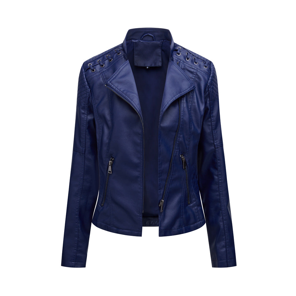WW | Enganliegende Lederjacke Mit Schulternaht für Damen - Perfekt für Lässige Tage