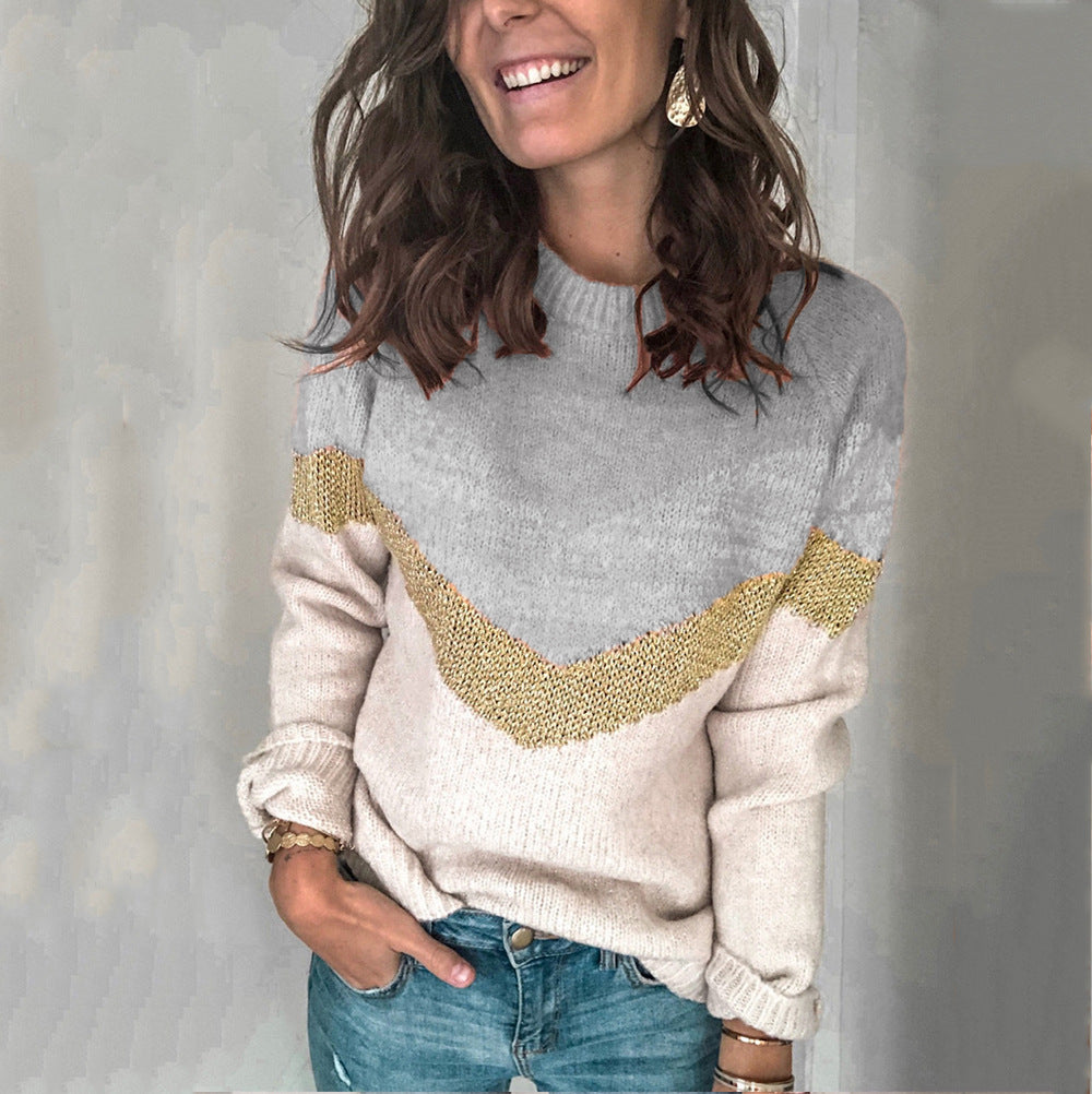 Women's patterned sweater with graphic knit design