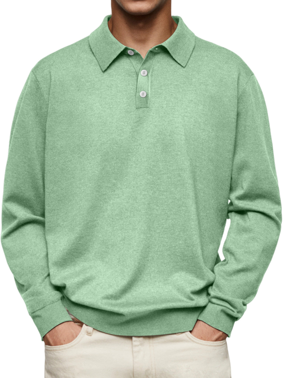 WW | Polo Shirt Relaxed Fit Long Sleeves Soft Knit Fabric Breathable Fabric