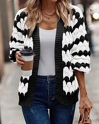 WW | Chunky Knit Cardigan Oversized Fit Open Front Soft And Comfortable