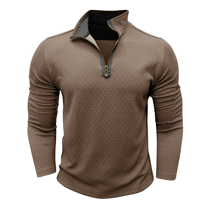 WW | Cotton Knit Sweater Regular Fit Half-Zip Textured Pattern