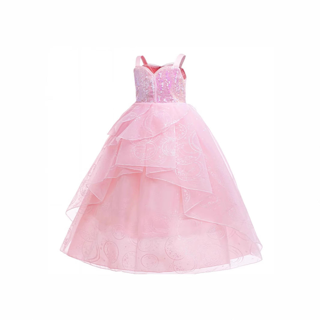 Glinda Cosplay Kleid – Rosa Prinzessinnenballkleid für Mädchen (Hochzeit, Bühne) WW