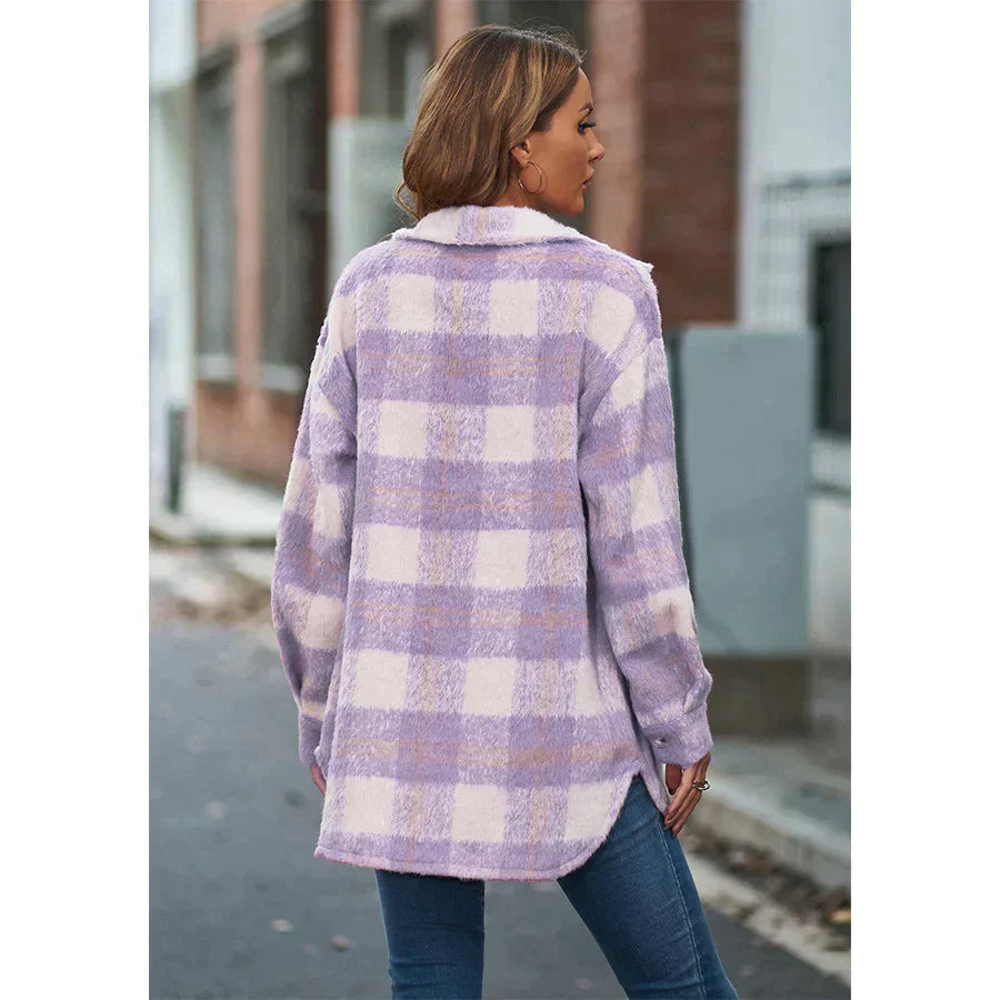 WW | Street Hipster Stylischer Kariert Wollmantel für Damen | Trendy und Warm