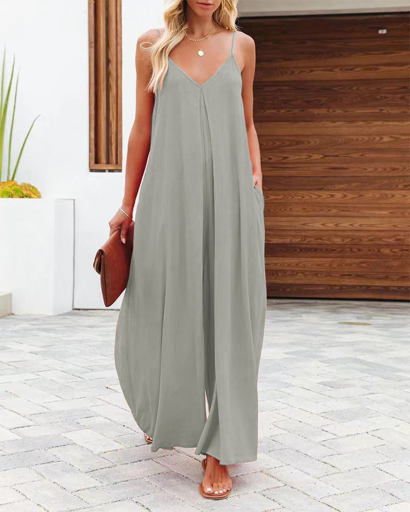 Damen Maxikleid mit schmalen Spagettiträgern und luftiger A-Linien-Silhouette WW