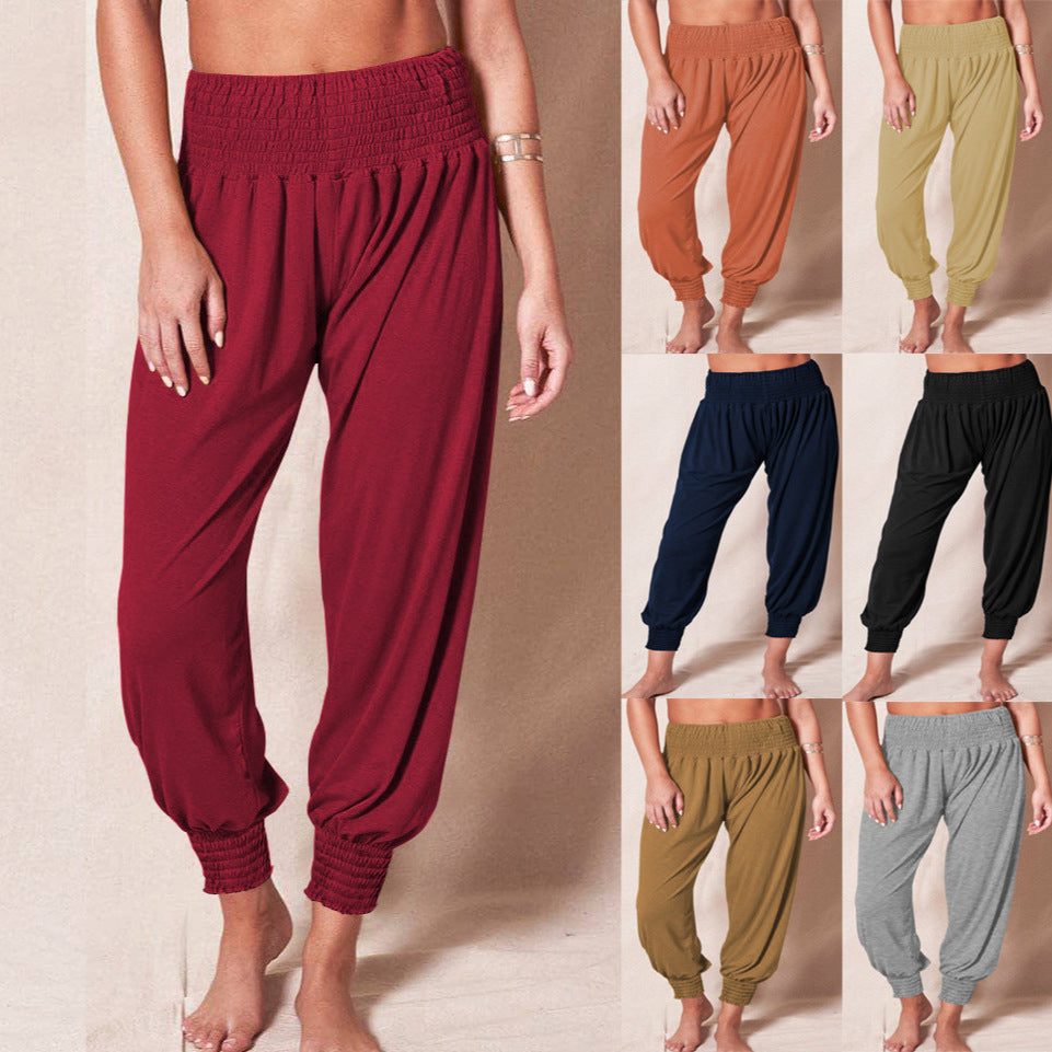 Damen weiche und bequeme Relax-Hosen mit elastischem Bund und buntem Design WW
