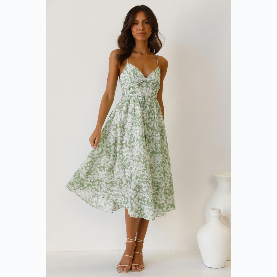 Damen Midikleid mit floralem Muster und verstellbaren Spaghettiträgern WW
