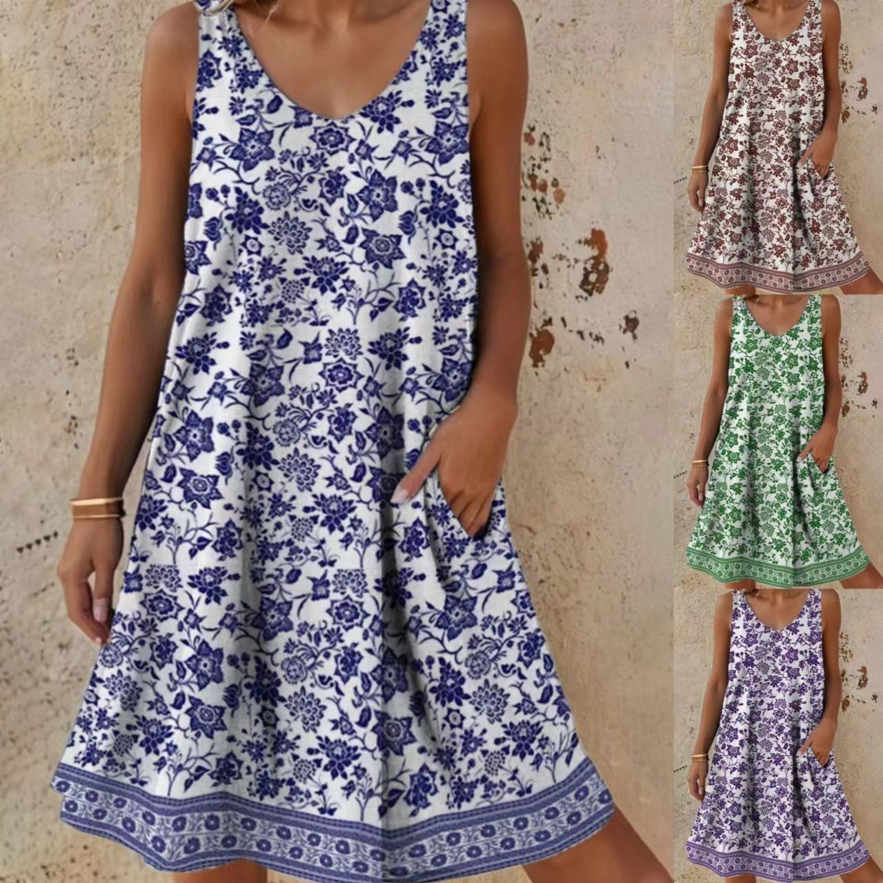 Damen Freizeitkleid mit lässigem Schnitt und floralem Design WW