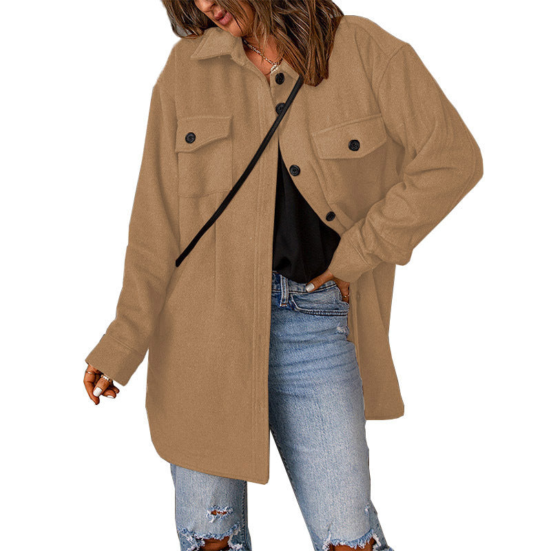 WW | Women's Chic Overshirt Jacket with Chest Pockets
