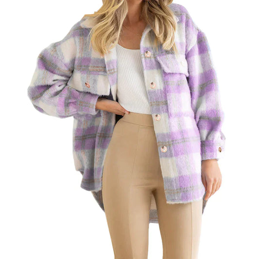 WW | Street Hipster Stylish Plaid Wool Coat for Women | Trendy and Warm
