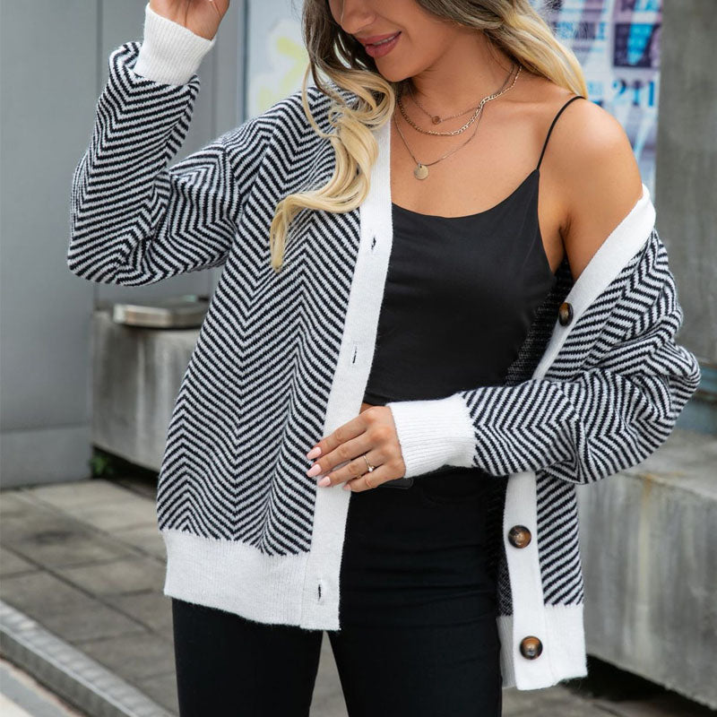 WW | Gestreifte Strickjacke mit Stilvollem Design