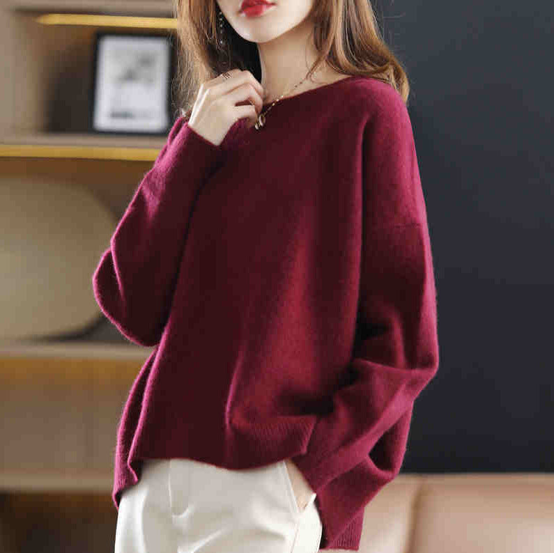 Damen gemütlicher Kaschmirpullover mit modernem Schnitt WW