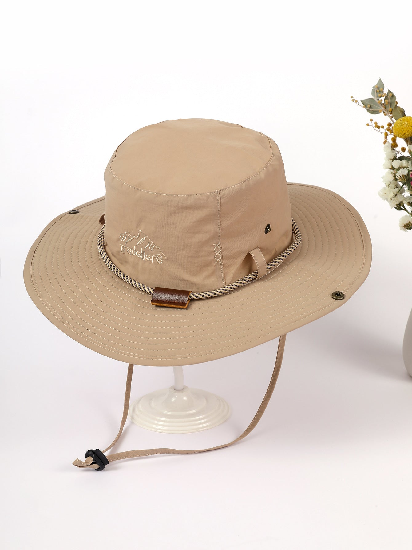 Damen Sonnenhut mit breiter Krempe und integriertem Nackenband WW