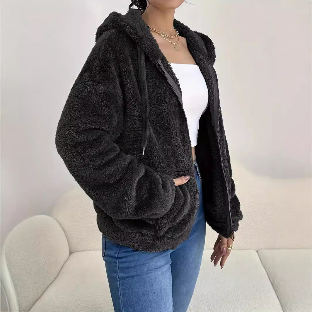 WW | Damen Cozy Fleece Jacke mit Kapuze & Taschen