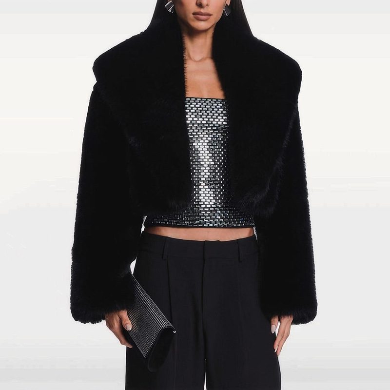 WW | Kunstpelzjacke - Glamouröse Abendoberbekleidung - Polyester-Mischung - Schicke Winterbekleidung