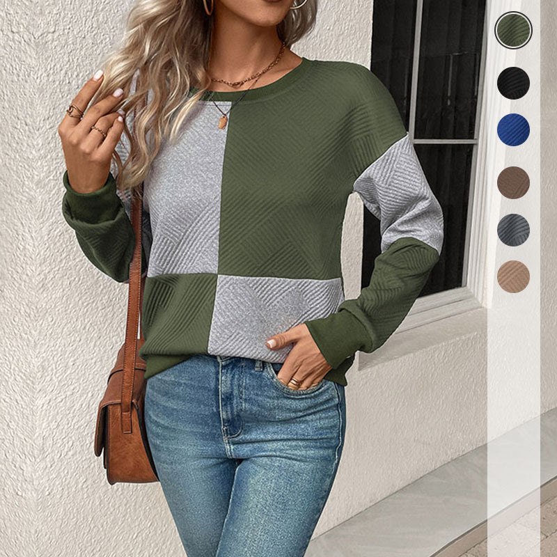 Damen Sweatshirt mit geometrischem Patchwork-Design WW