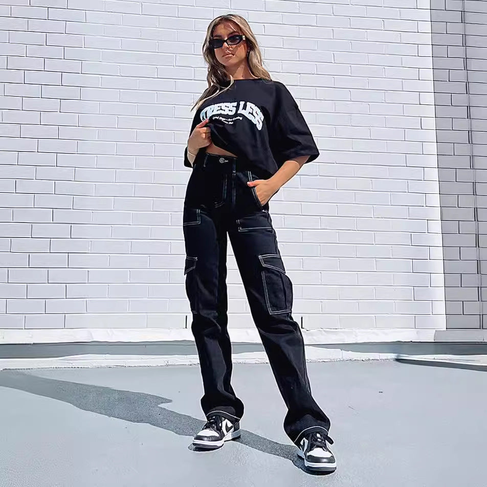 Damen Cargo-Hose mit elastischem Bund und praktischen Taschen WW