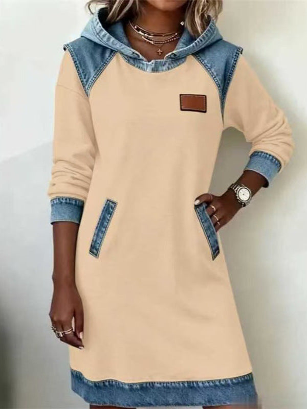 WW | Fashion Denim Patchwork V-neck