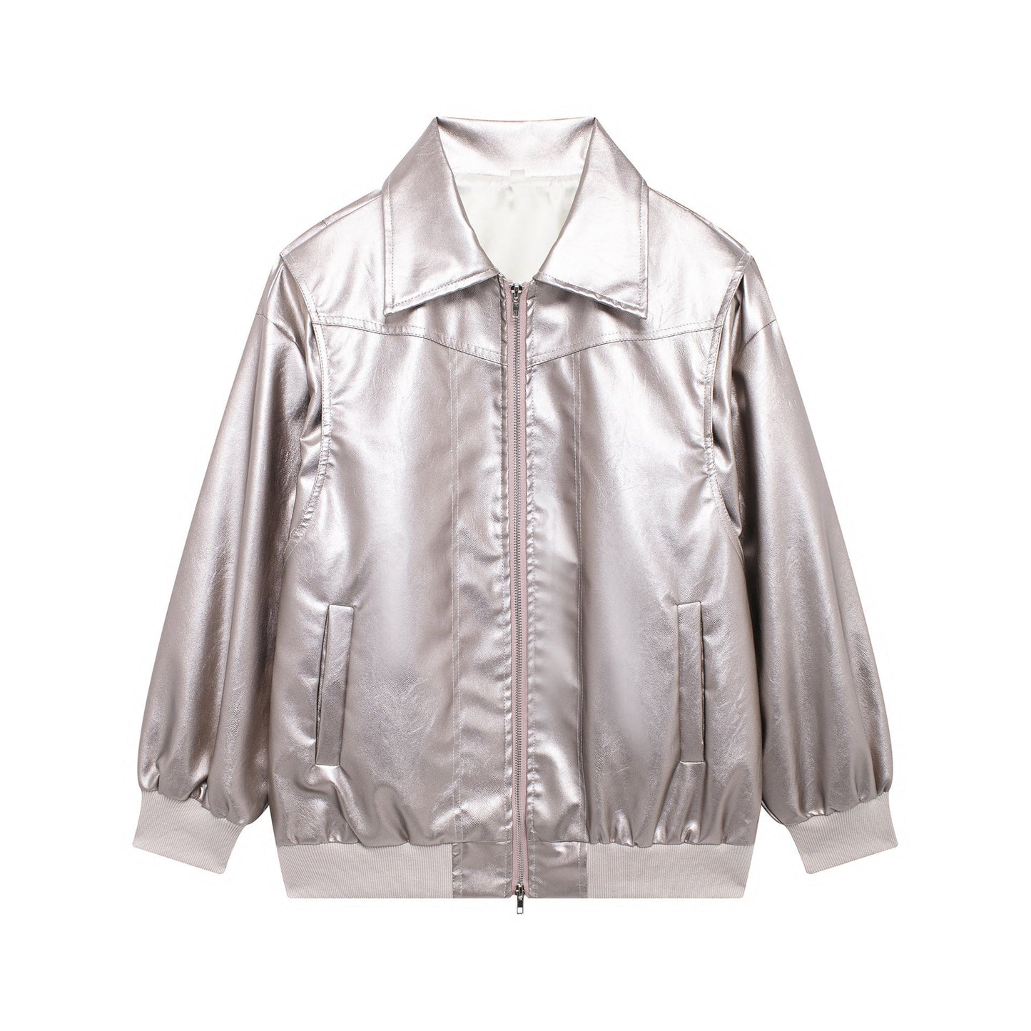 WW | Damen Faux Leder Jacke Elastische Ärmel