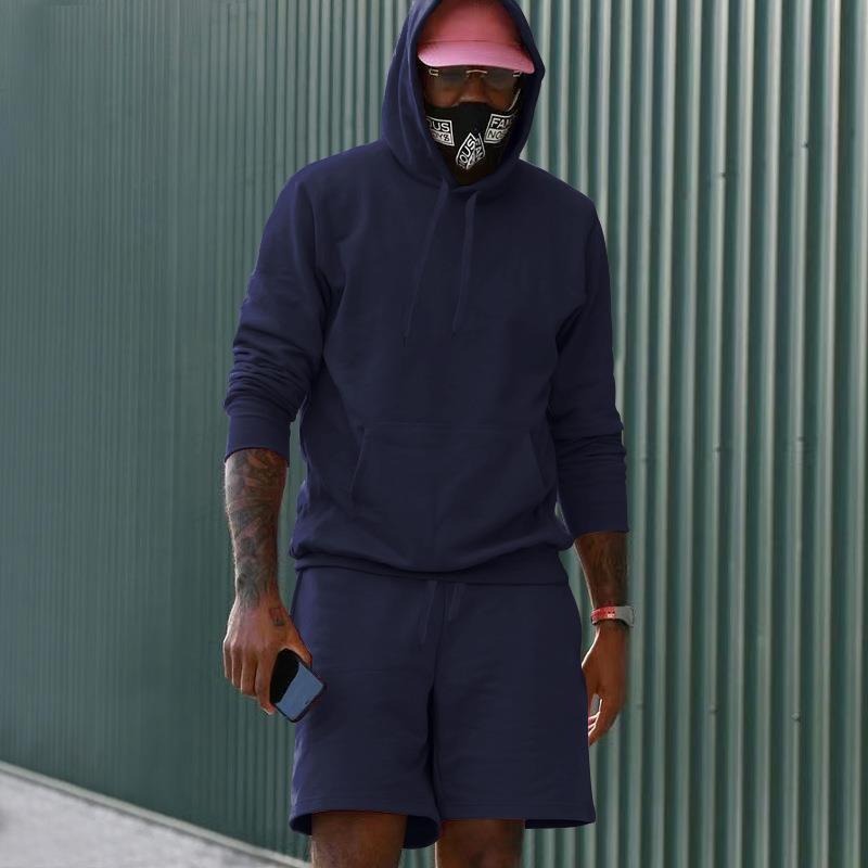 Men's sporty hoodie and shorts set made of high-quality sweatshirt fabric WW