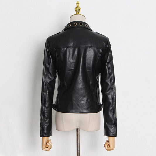 WW | PU-Leder Bikerjacke - Kühne Ösen-Details - Strukturierte Passform - Aussagekräftige Oberbekleidung