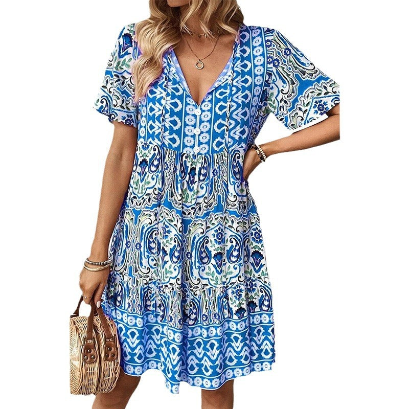 Damen Freizeitkleid mit verspieltem Blumendesign und leichter A-Linie WW