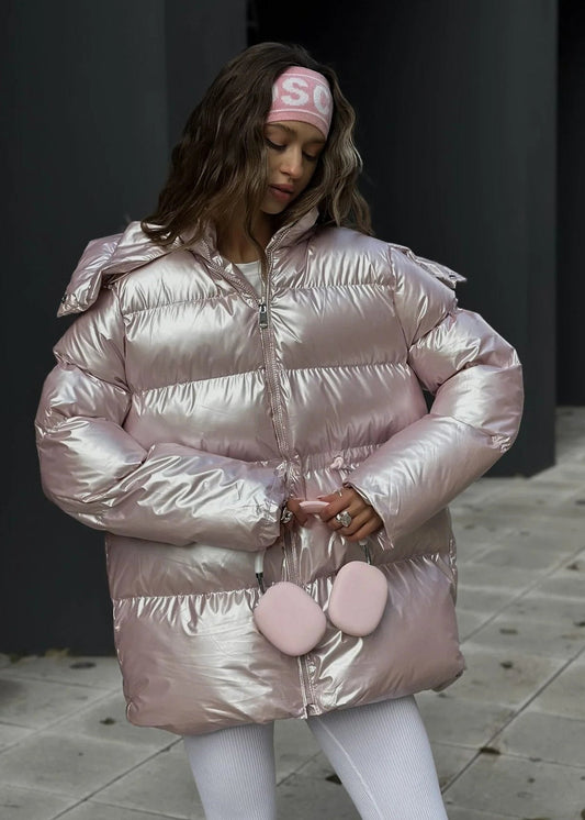 WW | Silber Übergroße Pufferjacke