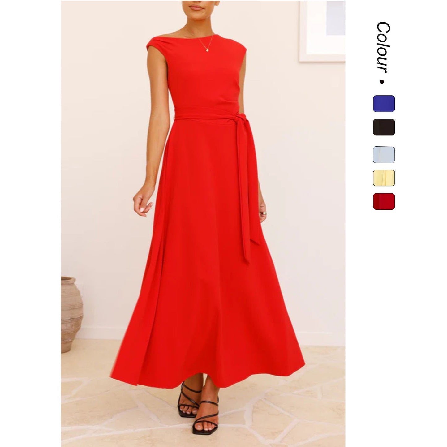 Damen Maxikleid mit asymmetrischem Schnitt und eleganter Drapierung WW