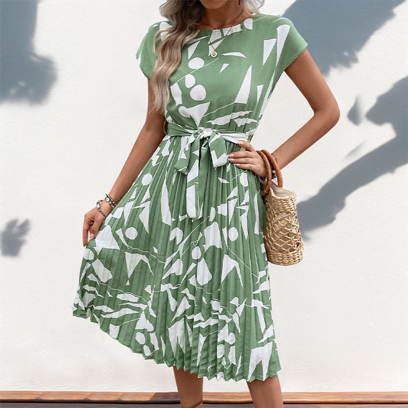 Damen Midikleid mit angesagtem geometrischem Mustermix und taillierbarem Gürtel WW