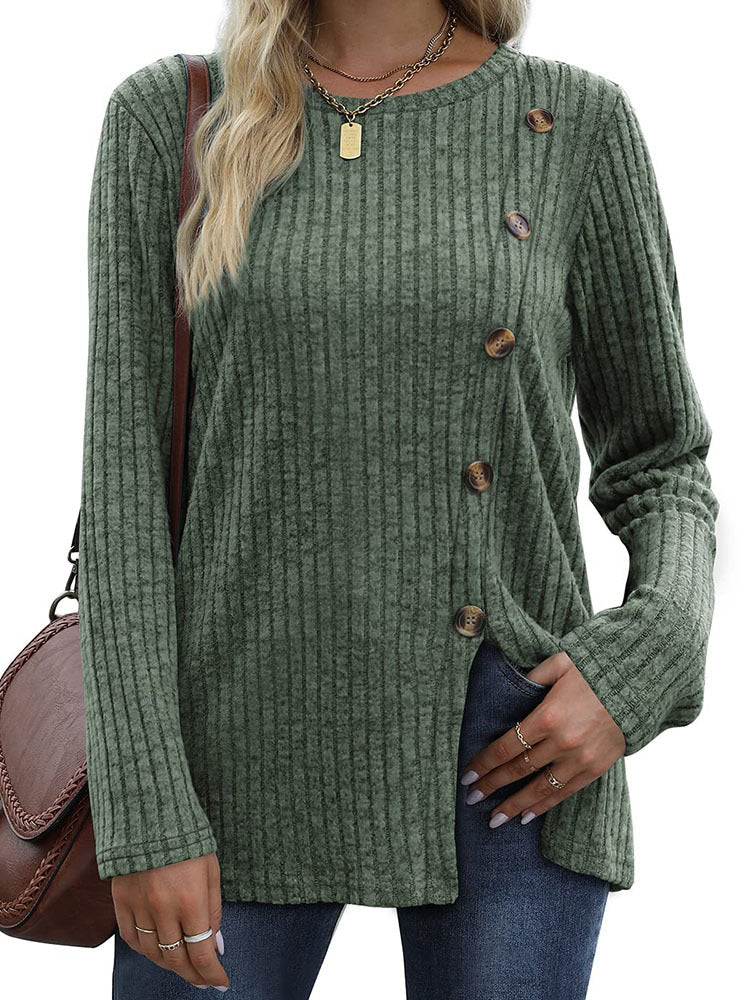 WW | Eleganter und lässiger Winteroberteil mit Knopfleiste für Frauen