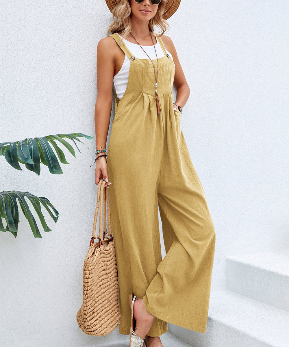 WW | Solid Color Women's Casual Jumpsuits Long Pants