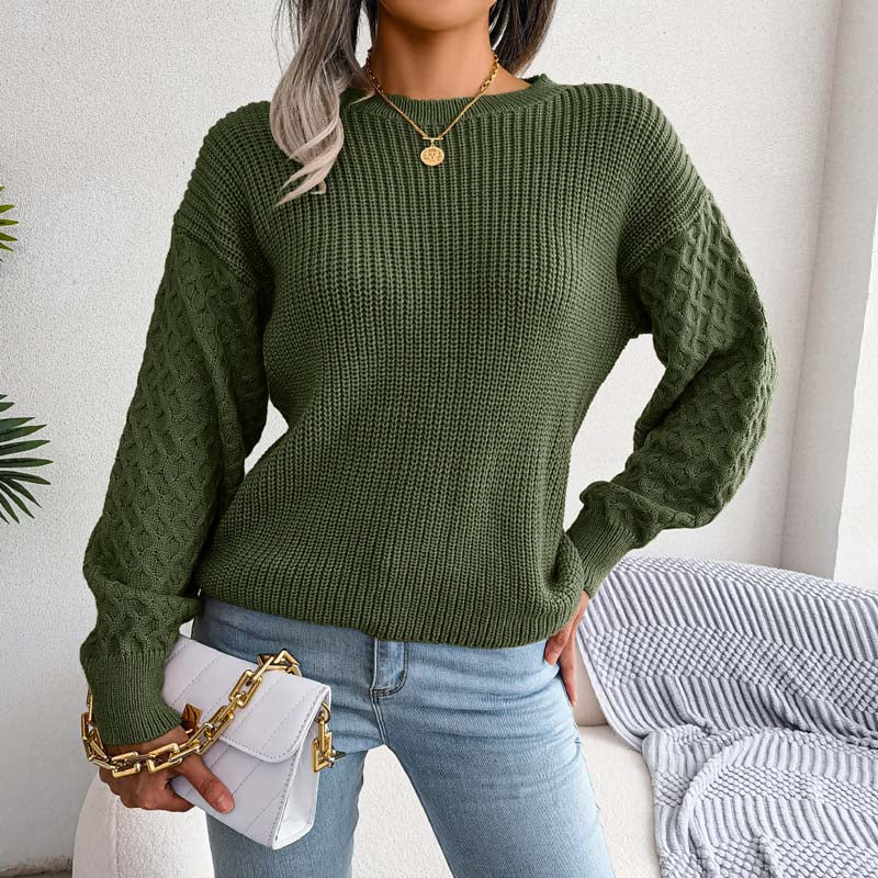 WW | Schlichter Pullover Aus Einfarbigem Strickdesign