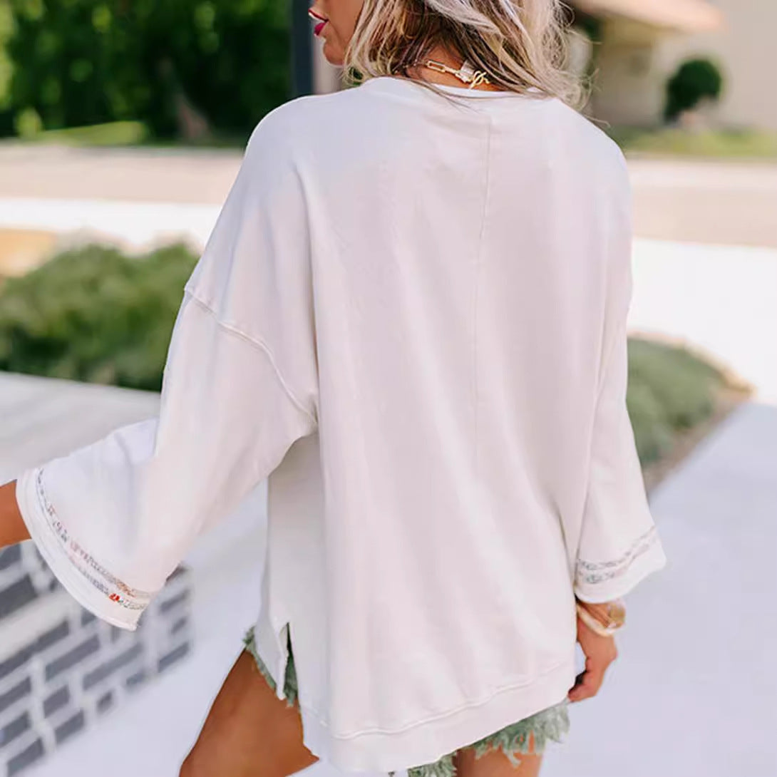 Damen Sweatshirt mit floralem Peace-Zeichen WW