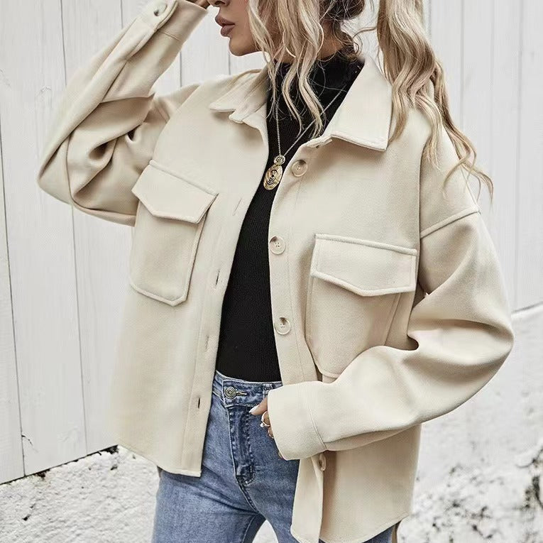 WW | Damen Übergröße Jacke mit Taschen & Knöpfen