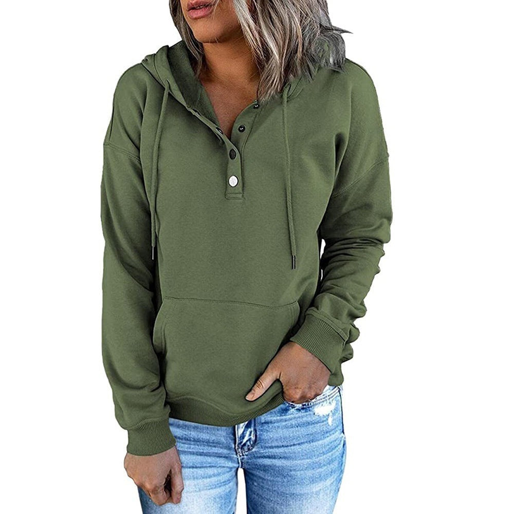 Damen Kapuzenpullover mit Knopfleiste und lässigem Schnitt WW