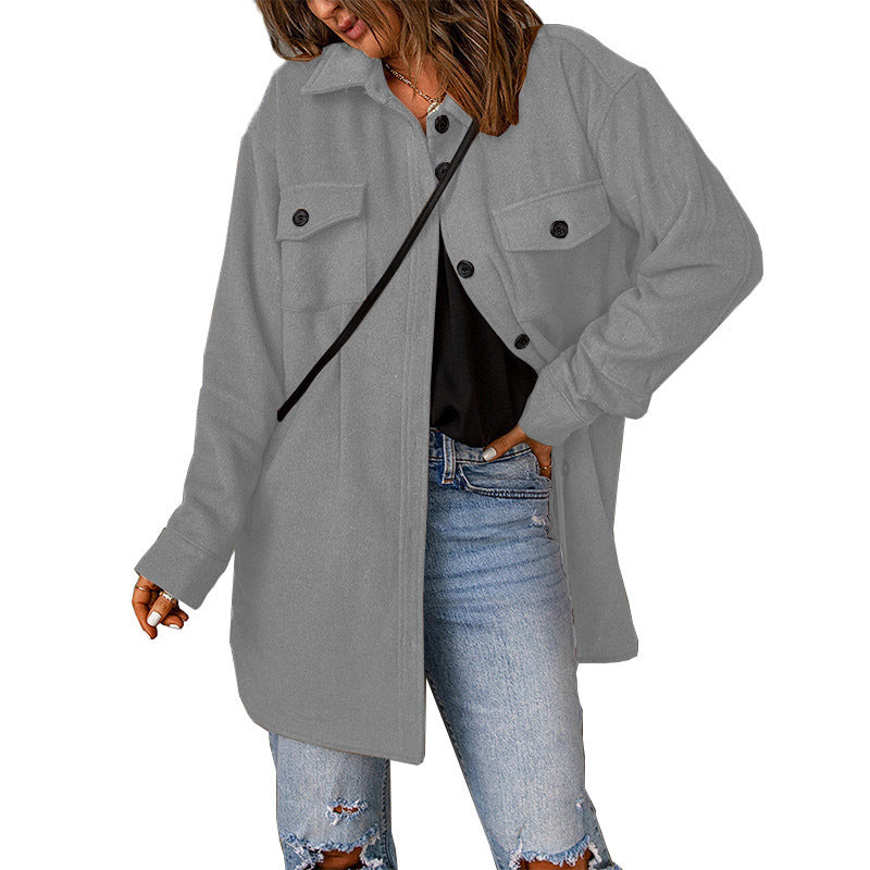 WW | Damen Chic Overshirt Jacke mit Brusttaschen