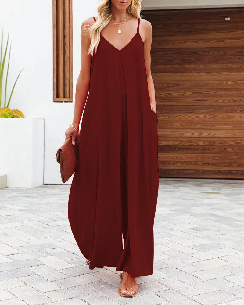 Damen Maxikleid mit schmalen Spagettiträgern und luftiger A-Linien-Silhouette WW
