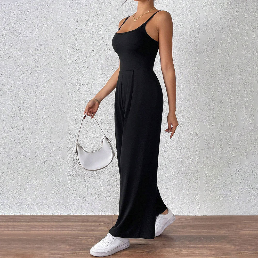 Women's casual jumpsuit with slim spaghetti straps and flowing cut W&W