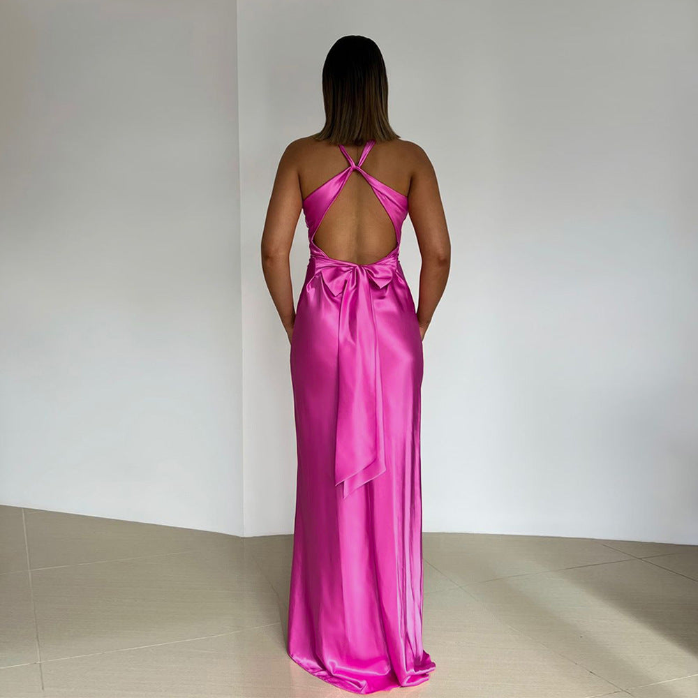 WW | Persönlichkeit Slim Fit Satin Kleid Damen