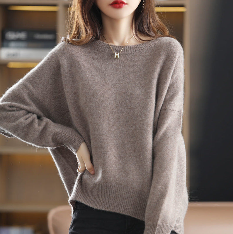 Damen gemütlicher Kaschmirpullover mit modernem Schnitt WW