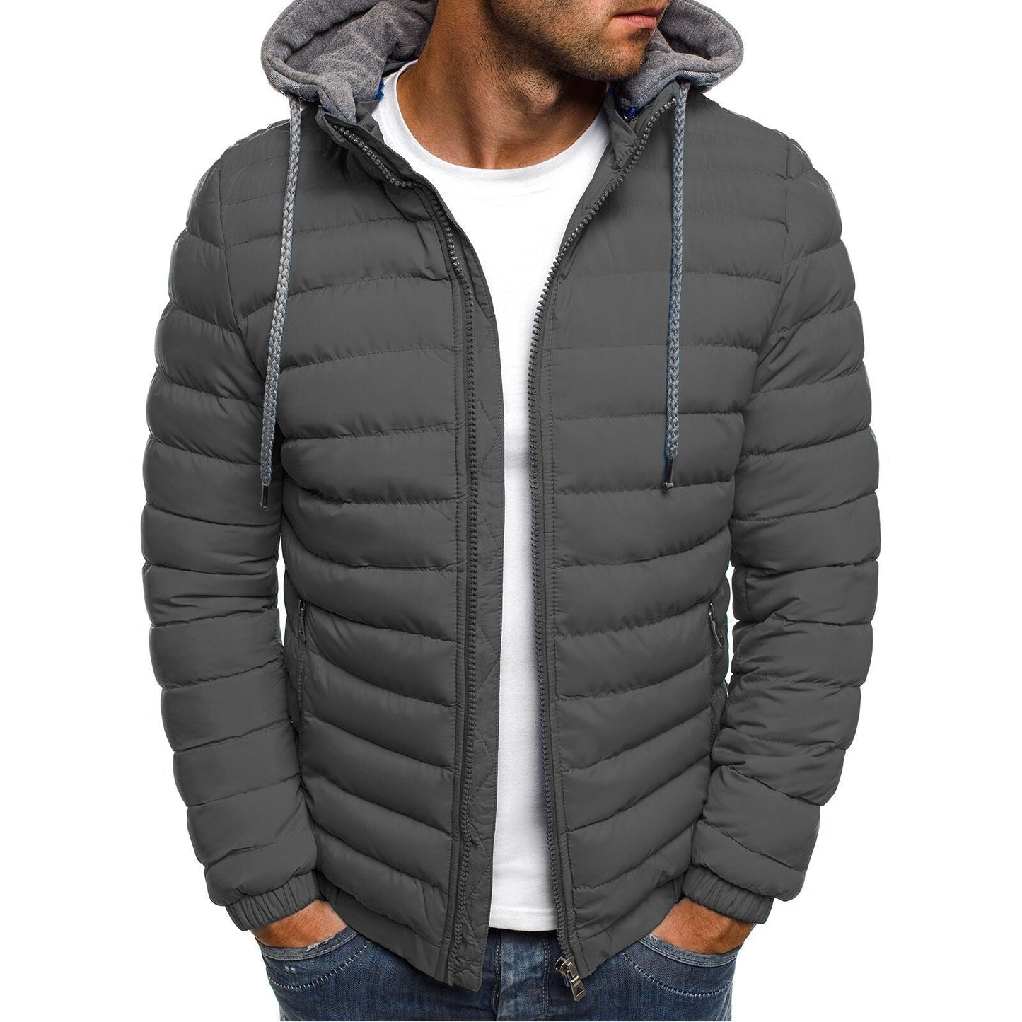WW | Men's Quilted Winter Jacket with Zipper Closure