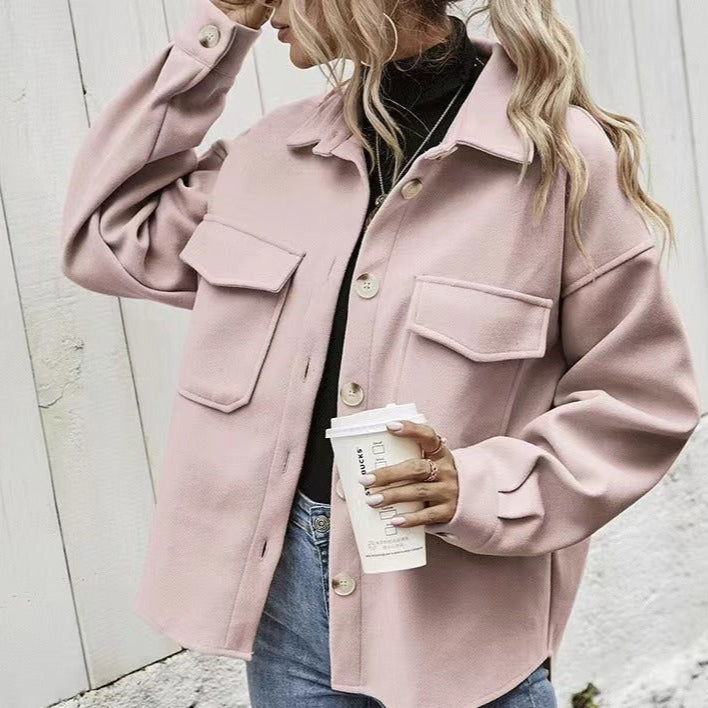 WW | Damen Übergröße Jacke mit Taschen & Knöpfen